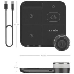 Base de carga Inalámbrica Aisens ASCH-15W4WC062-BK/ 15W/ Negro