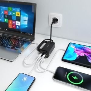 Cargador Sobremesa GaN Aisens ASCH-100W4P054-BK/ 3xUSB Tipo-C/ 1xUSB/ 100W
