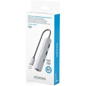 Hub USB Aisens ASUC-4P035-GR/ 1xUSB Tipo-C/ 2xUSB/ 1xRJ45/ Gris