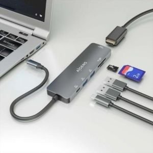 Docking USB Tipo-C Aisens ASUC-6P016-GR/ 1xHDMI 4K/ 2xUSB/ 1xLector Tarjetas/ 1xUSB Tipo-C PD/ Gris