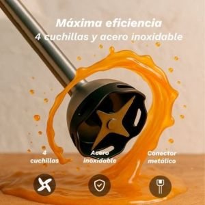 Batidora de mano Grunkel BM-1500SET/ 1500W/ Capacidad 0.8L/ Incluye Vaso, Picadora, Varilla y Soporte