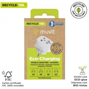 Enchufe Universal Muvit For Change MCADP0007/ 1 Toma de Corriente/ Blanco