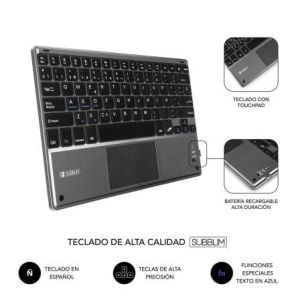 Funda con Teclado Subblim Keytab Pro Bluetooth Touchpad para Tablets de 9.6"-10.8"/ Negra