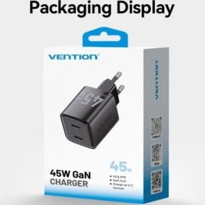 Cargador de Pared GaN Vention FEFW0-EU/ 2xUSB Tipo-C/ 45W